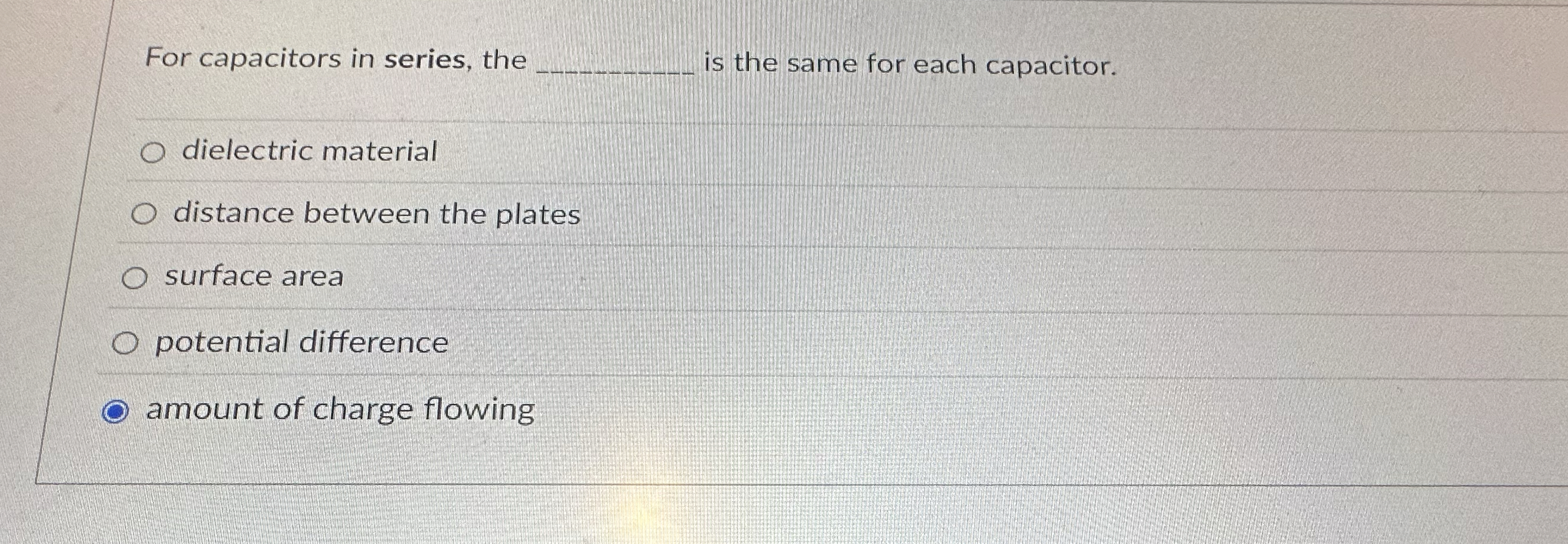 Solved For capacitors in series, the q, ﻿is the same for