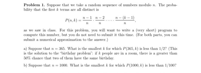 Solved Problem 1 Suppose That We Take A Random Sequence Of Chegg Com