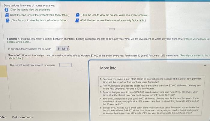 Solved Solve various time value of money scenarios. (Click | Chegg.com