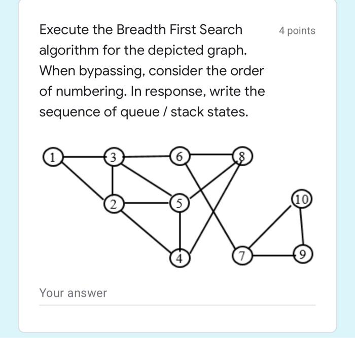 Solved Execute The Breadth First Search Algorithm For The | Chegg.com