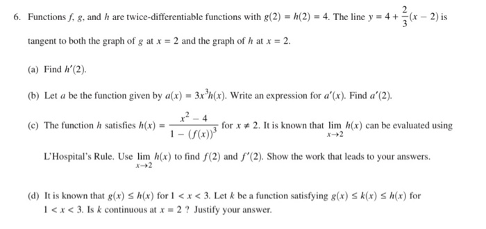 Solved 6. Functions f, g, and h are twice-differentiable | Chegg.com