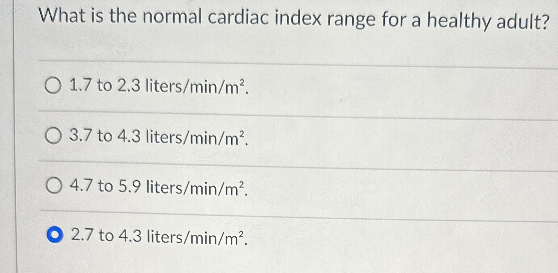 Solved What is the normal cardiac index range for a healthy | Chegg.com