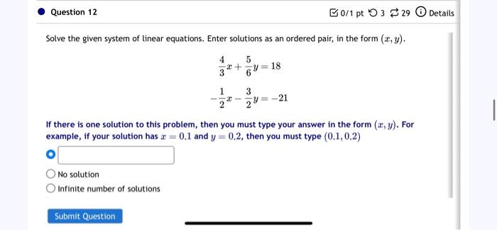 Solved Solve the given system of linear equations. Enter | Chegg.com