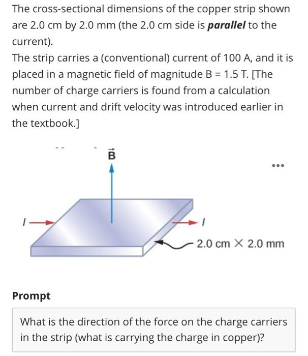 The cross sectional dimensions of the copper strip chegg