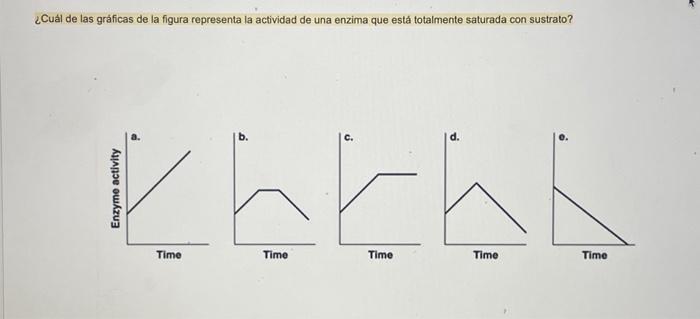 ¿Cuál de las gráficas de la figura representa la actividad de una enzima que está totalmente saturada con sustrato?