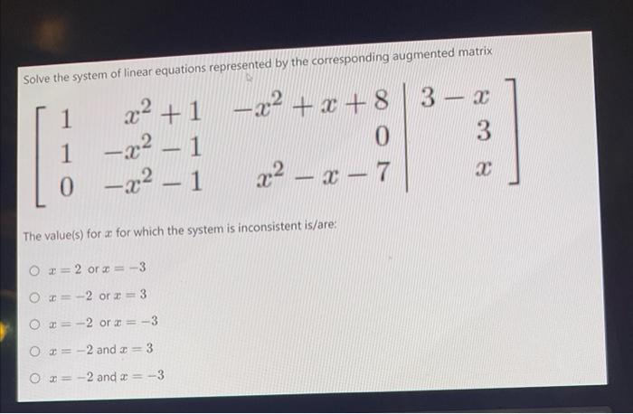 Solved Solve the system of linear equations represented by | Chegg.com