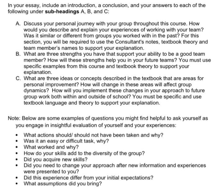 following under sub-headings A,B, and C : A. Discuss | Chegg.com