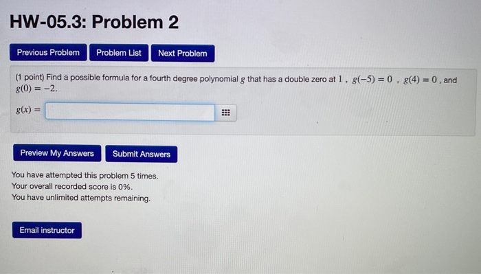 Solved HW-05.3: Problem 2 Previous Problem Problem List Next | Chegg.com