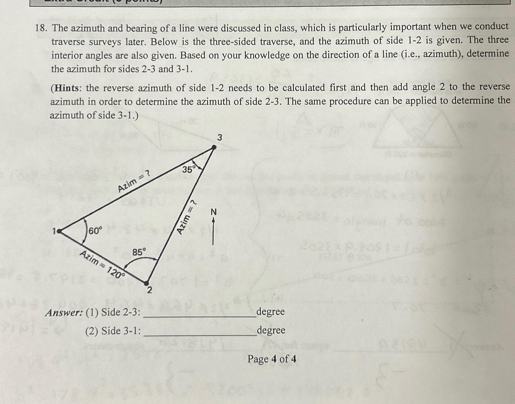 Solved The azimuth and bearing of a line were discussed in | Chegg.com