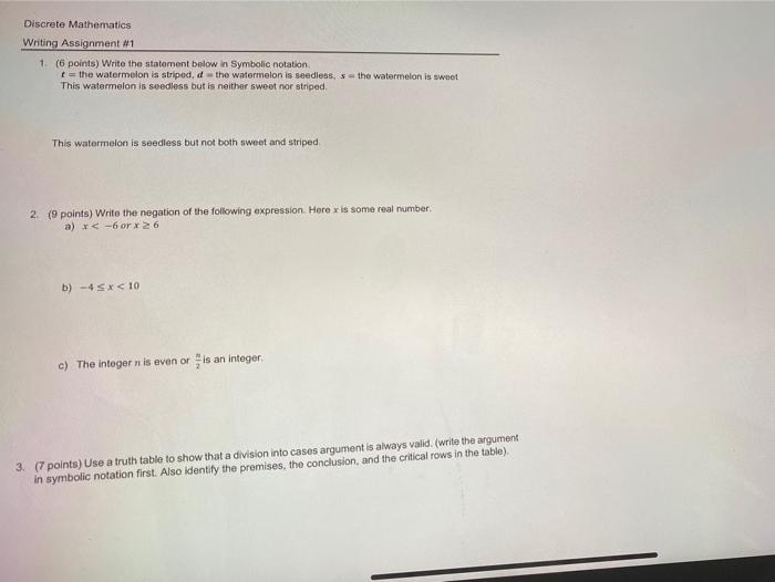 discrete mathematics assignment 1