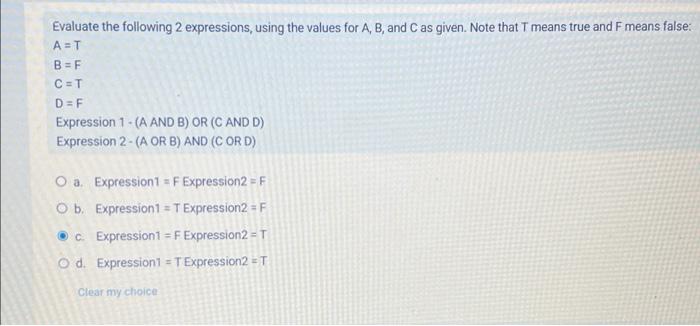 Solved Evaluate The Following 2 Expressions, Using The | Chegg.com