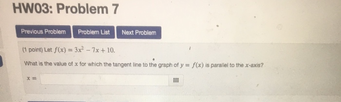 Solved HW03: Problem 10 Previous Problem Problem List Next | Chegg.com
