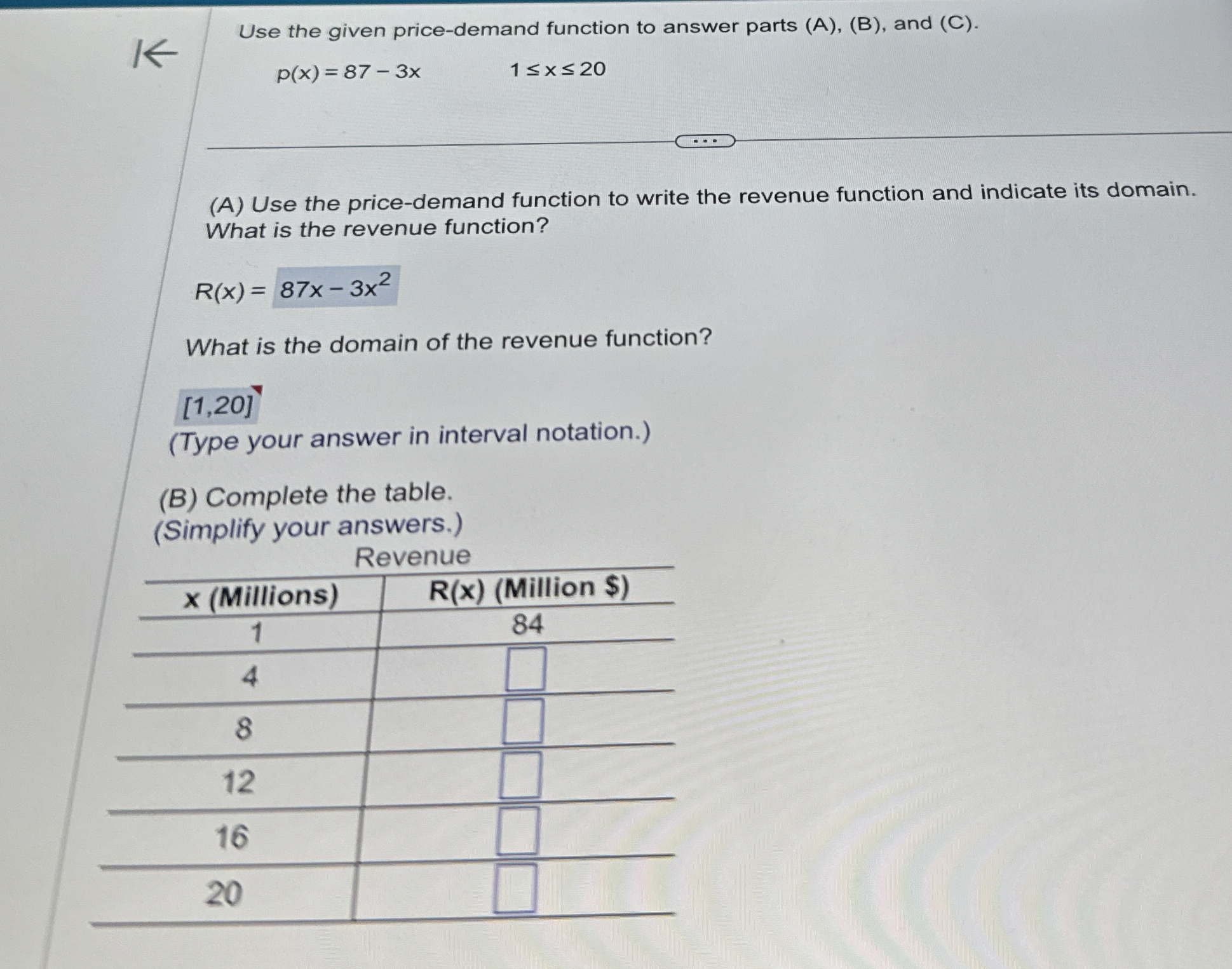 Solved Use the given price-demand function to answer parts | Chegg.com