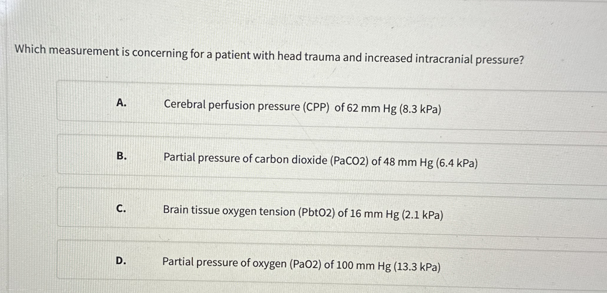 Solved Which measurement is concerning for a patient with | Chegg.com