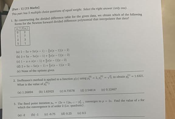 Solved This part has 5 multiple choice questions of equal | Chegg.com