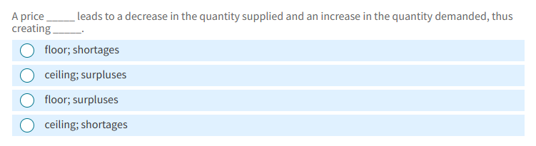 Solved A price leads to a decrease in the quantity supplied | Chegg.com