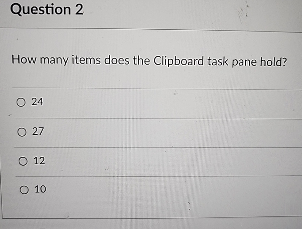 Solved Question 2How many items does the Clipboard task pane