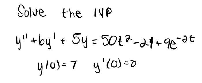 Solved Solve The Ivp Y By 5y 5072 2y 98 20 Y O 7