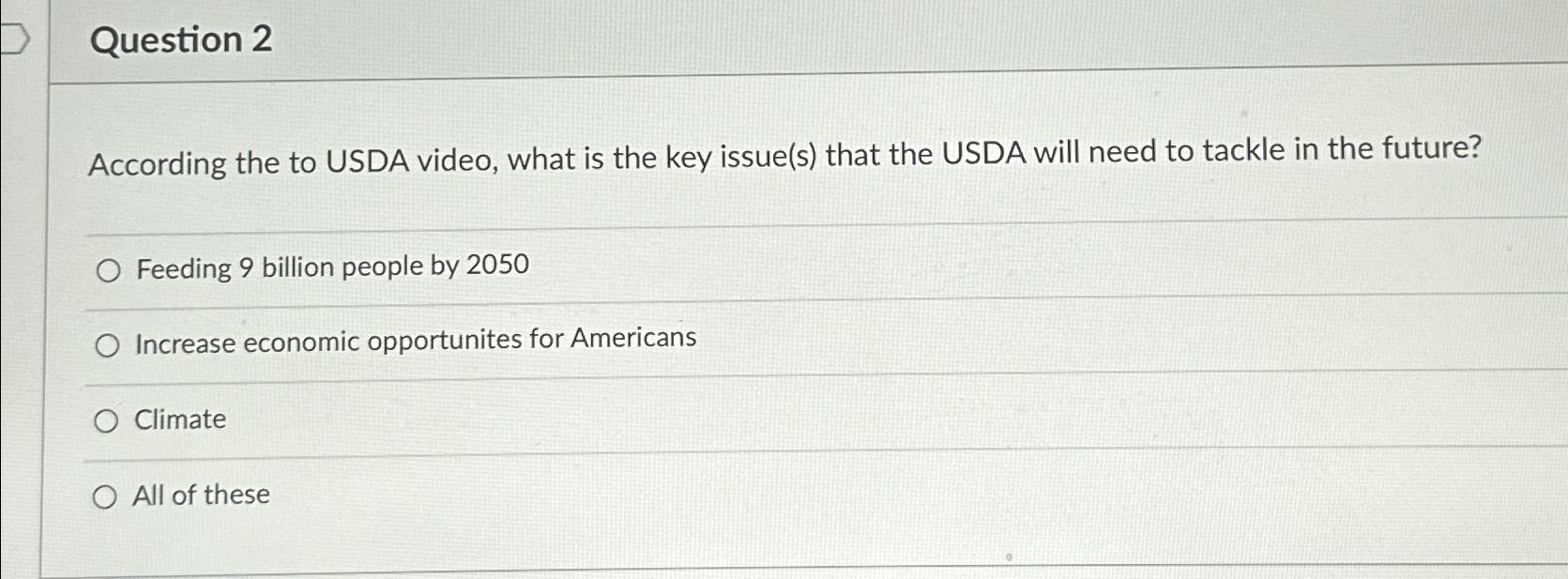 Solved Question 2According the to USDA video, what is the | Chegg.com
