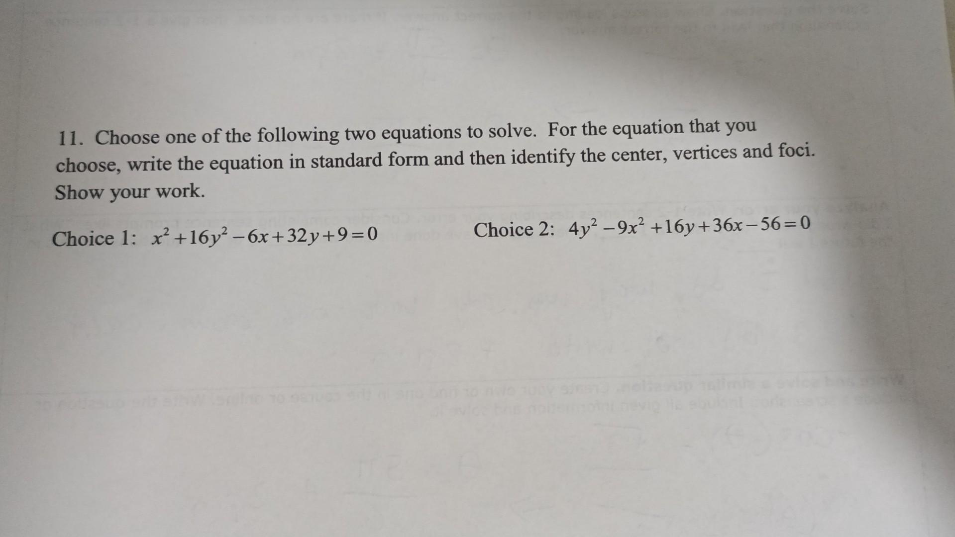 Solved 11. Choose one of the following two equations to | Chegg.com