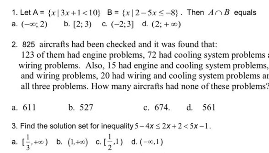 Solved Let A {x 3x 1