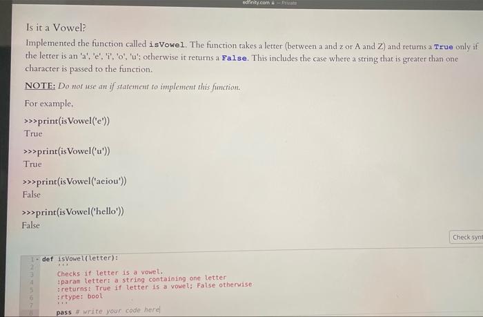 Solved is it a vowel?Implemented the function called | Chegg.com