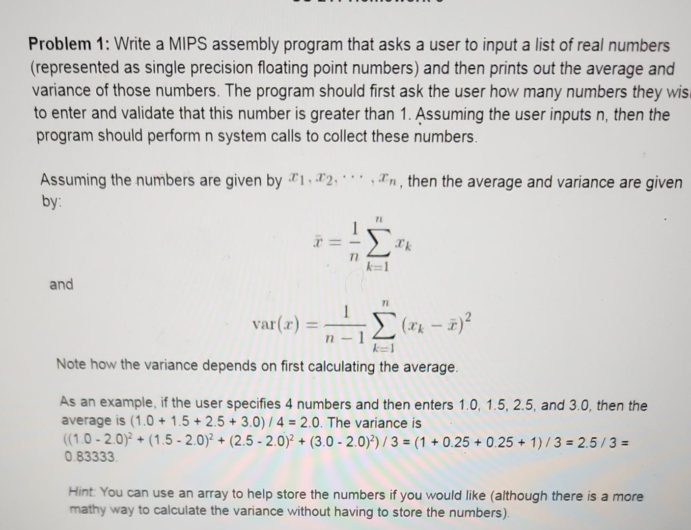 Solved Problem 1: Write A MIPS Assembly Program That Asks A | Chegg.com