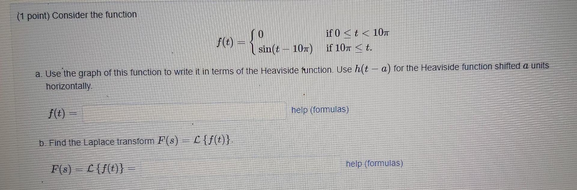 Solved (1 point) Consider the function 560) = {Since if 0