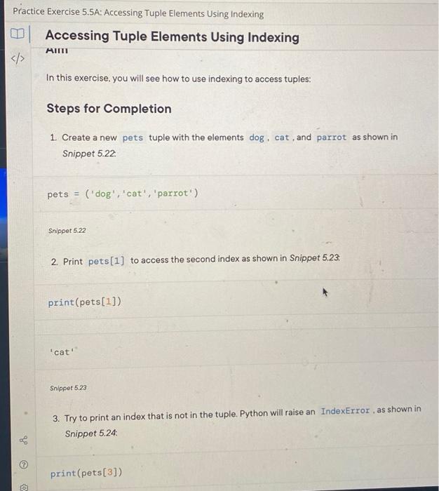 Solved Accessing Tuple Elements Using Indexing Miiii In This | Chegg.Com