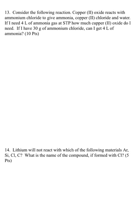 Solved 13. Consider The Following Reaction. Copper (II) | Chegg.com