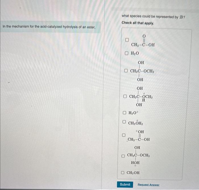 Solved In the mechanism for the acid-catalyzed hydrolysis of | Chegg.com