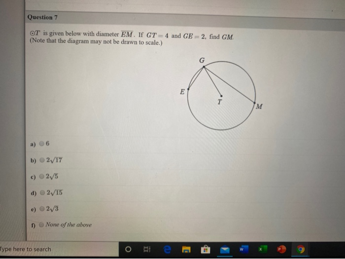 Solved Question 6 In The Circle Below Mzm X 7 º Mz Chegg Com