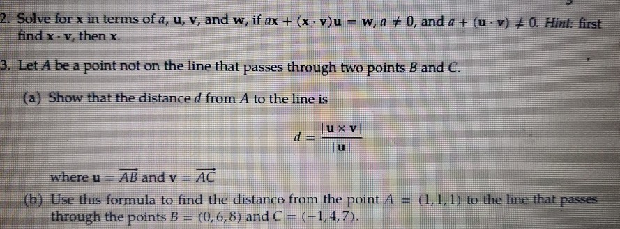 Solved 2 Solve For X In Terms Of A U V And W If Ax Chegg Com