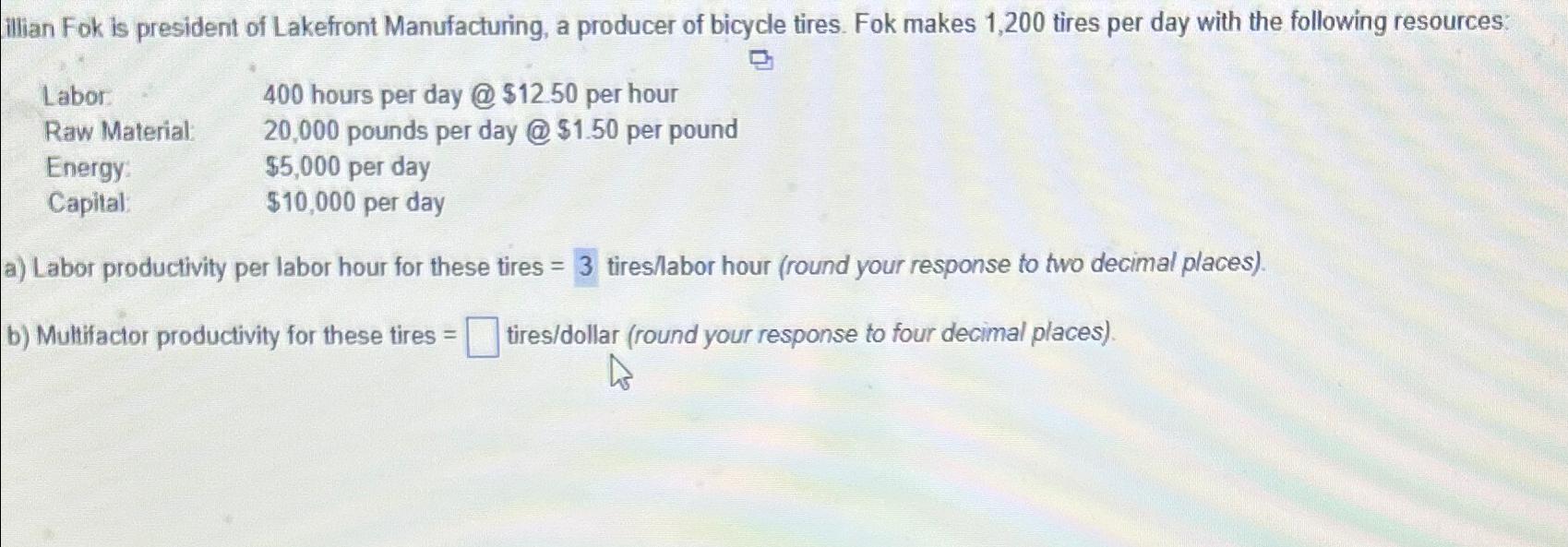 Solved illian Fok is president of Lakefront Manufacturing, a