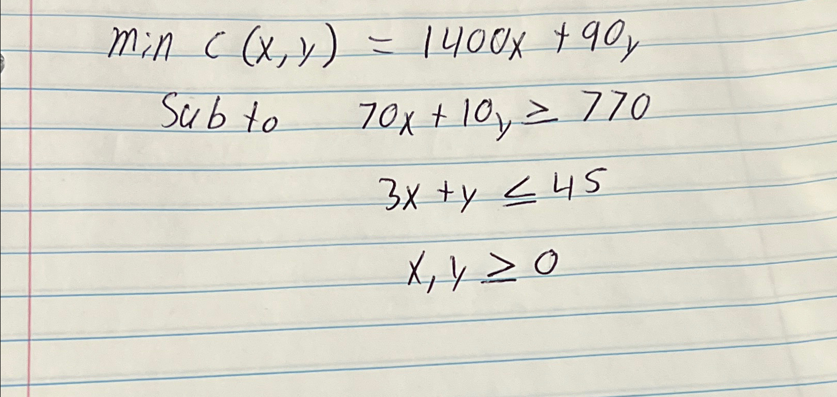 y = 45x