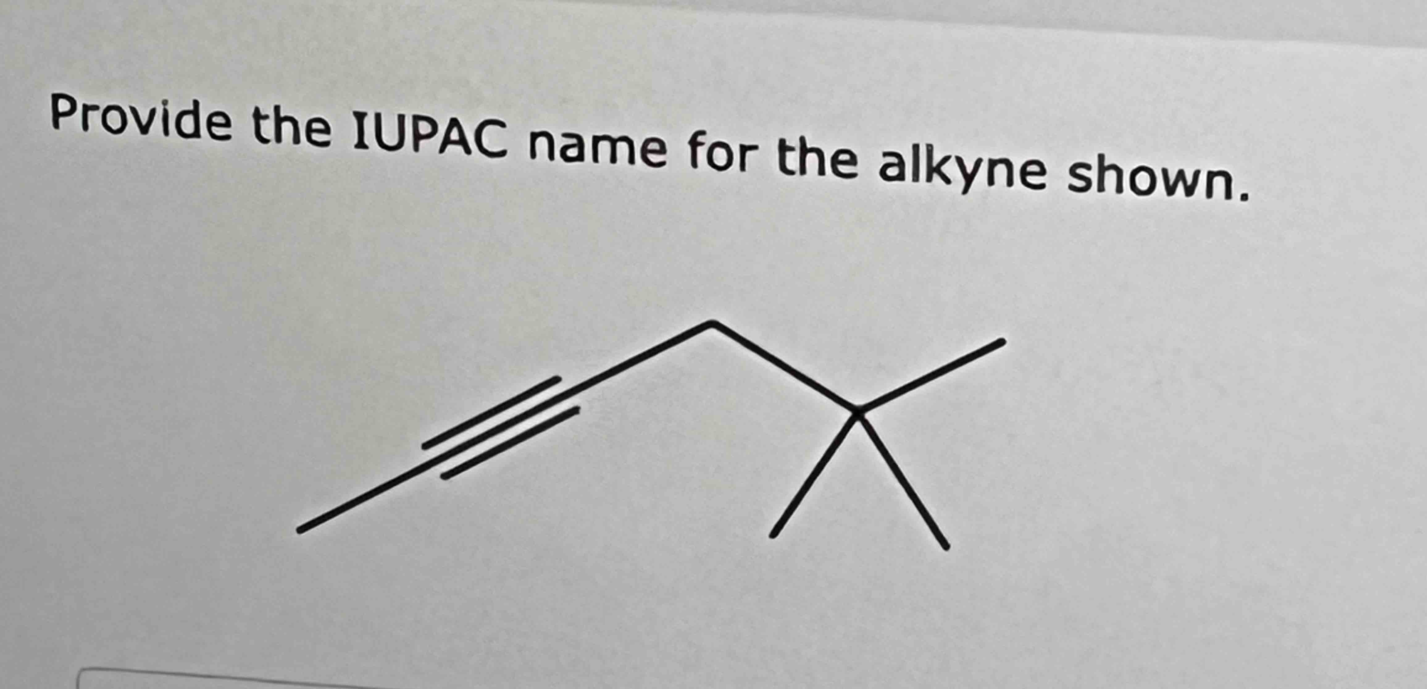 Solved Provide the IUPAC name for the alkyne shown.