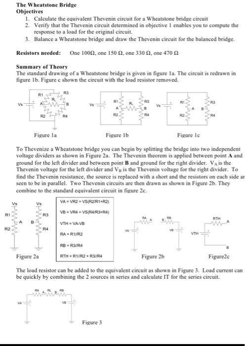 Solved The Wheatstone Bridge Objectives 1. Calculate the | Chegg.com