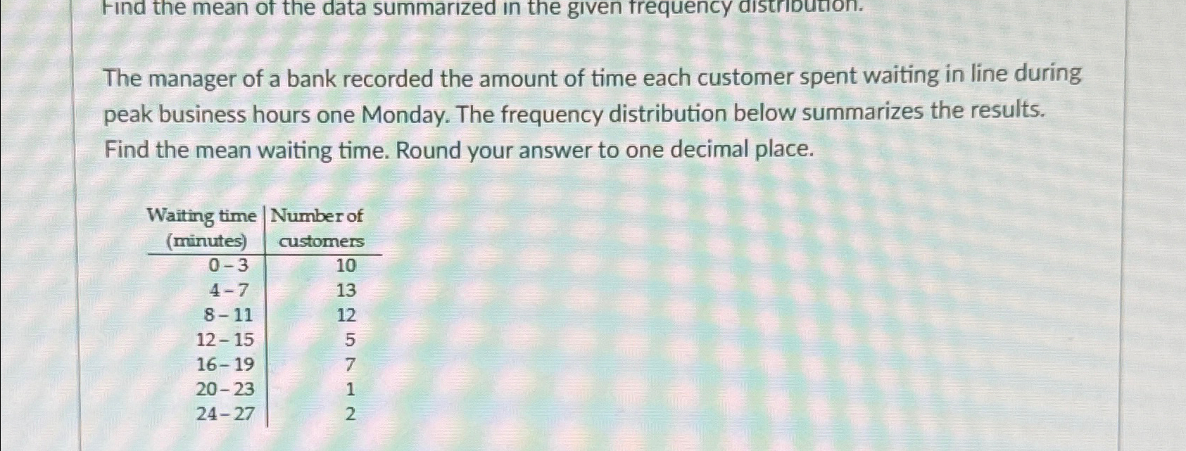 Solved The manager of a bank recorded the amount of time | Chegg.com