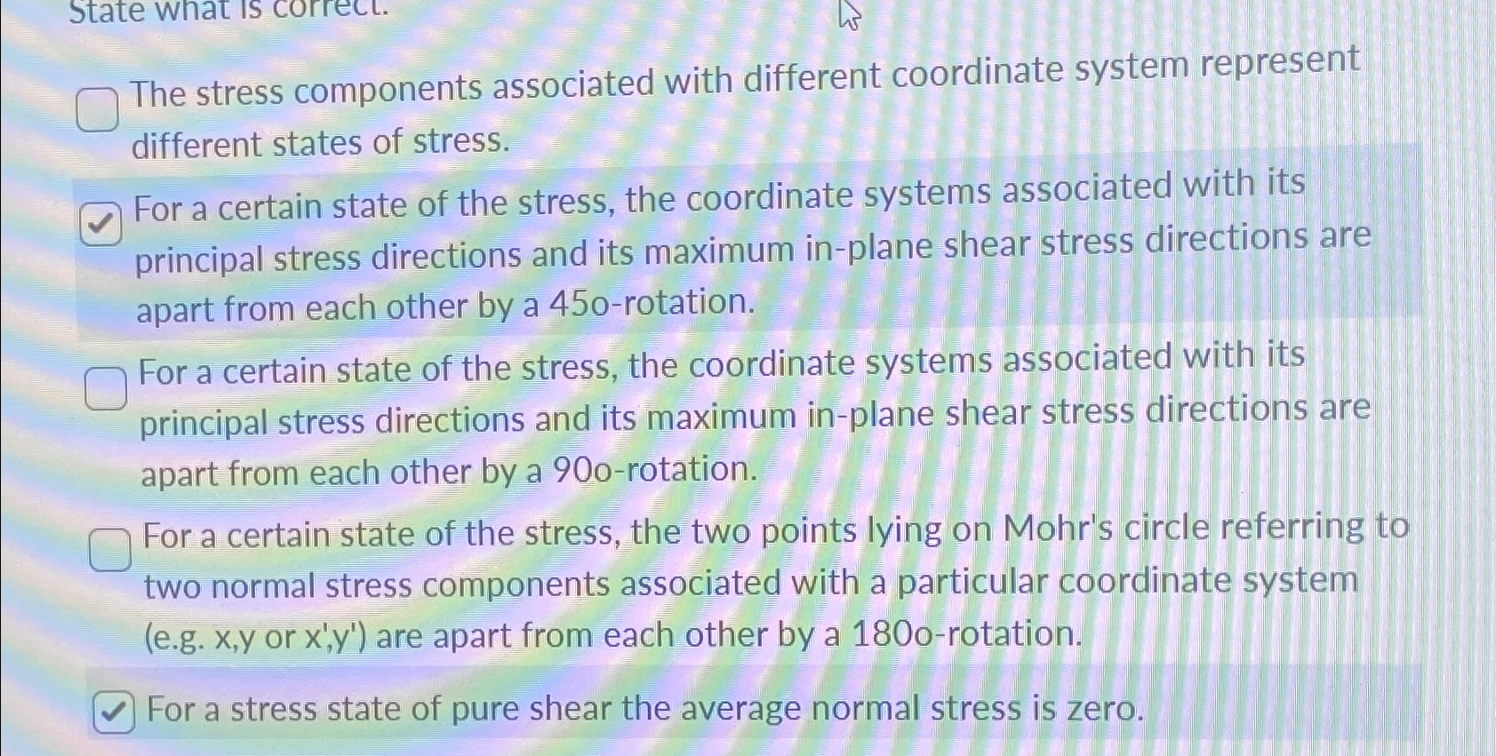 Solved The stress components associated with different | Chegg.com