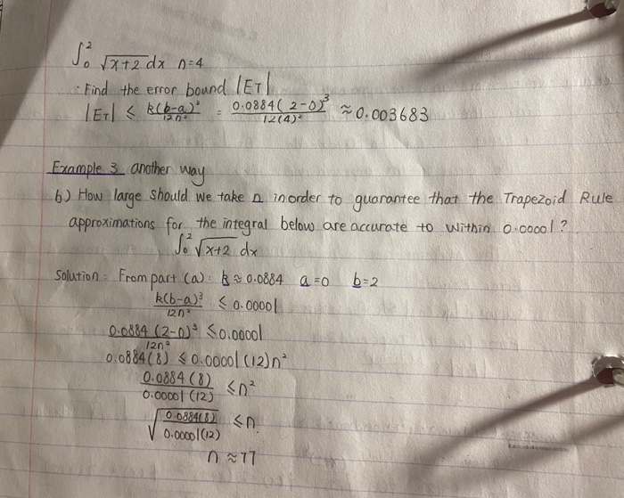 Solved (x+2 * Examples. Estimate the error bound using the | Chegg.com