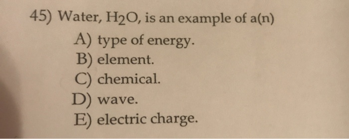 water h2o is an example of a(n) ___