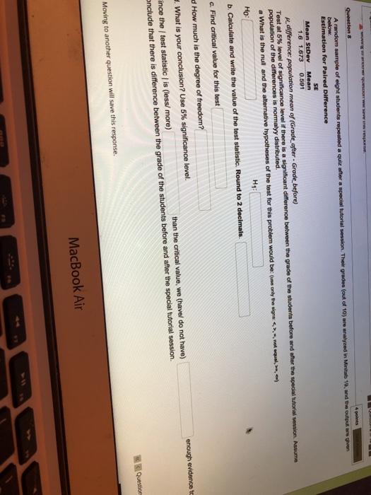 Solved WIR USERT WWW Question 4 pts A random sample of eight | Chegg.com