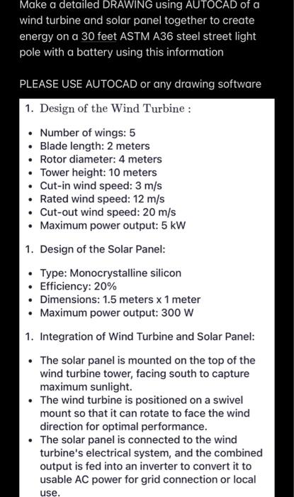 Solved Make a detailed DRAWING using AUTOCAD of a wind | Chegg.com