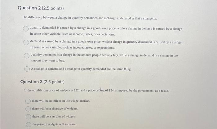 Solved The difference between a change in quantity demanded | Chegg.com