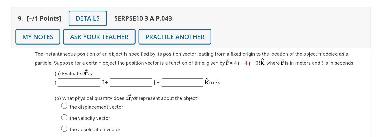 solved-the-instantaneous-position-of-an-object-is-specified-chegg