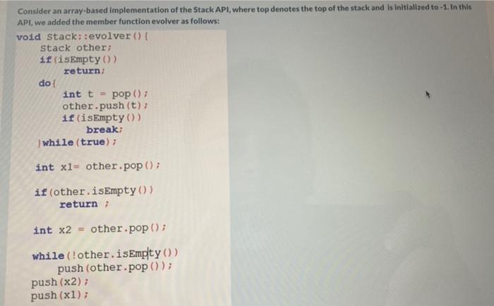 Solved Consider an array-based implementation of the Stack | Chegg.com