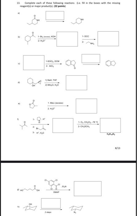 Solved 13 Complete Each Of These Following Reactions I.e. | Chegg.com