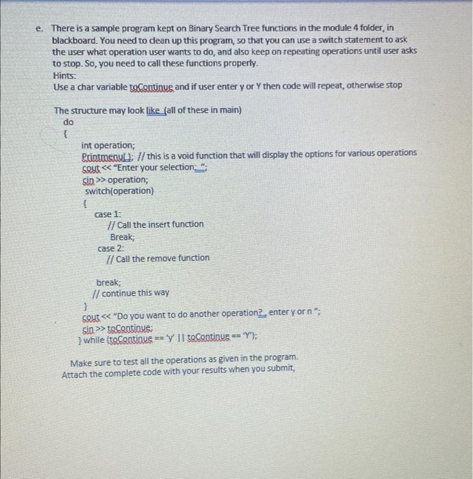 Solved There is a sample program kept on Binary Search Tree | Chegg.com