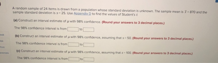 Solved to A random sample of 24 items is drawn from a | Chegg.com