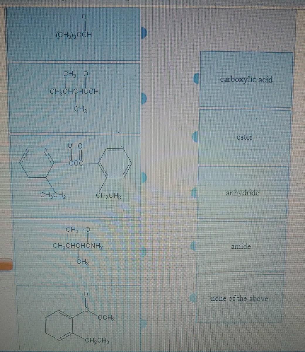 Solved match each structural formula on the left to a | Chegg.com